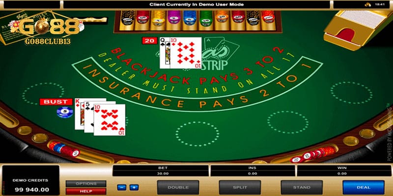 C&aacute;c lựa chọn trong game casino blackjack go88