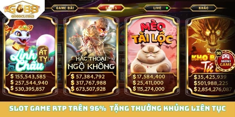 Slot game RTP trên 96% tặng thưởng khủng liên tục