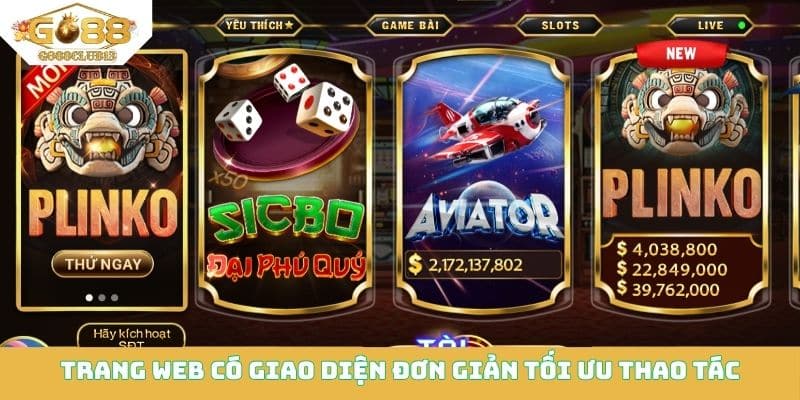 Trang web có giao diện đơn giản tối ưu thao tác